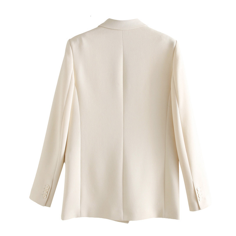 Women's Suits Blazers Fashion Office Wear Double Breasted Blazer Coat Vintage Long Sleeve Pockets Female Outerwear Chic Tops 230321