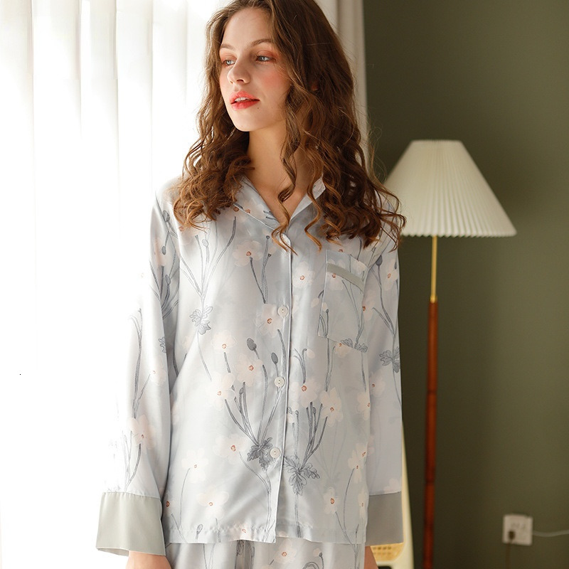Women's Sleepwear Floral Printing Women Pijama Long-Sleeved Viscose Cotton Pajamas Trouser Sleepwear Suits Women's Homewear Women Pijama 230