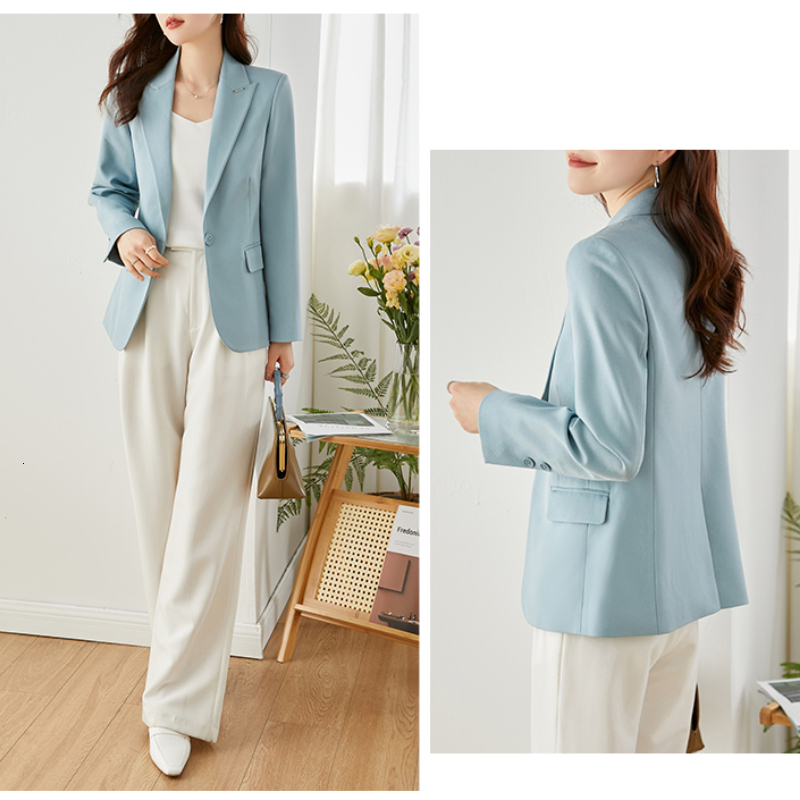 Women's Suits Blazers Vimly 2023 Spring Jacket for Women Office Ladies Elegant Stylish Suit Long Sleeve Notched Collar Coat In Outerwears 230321