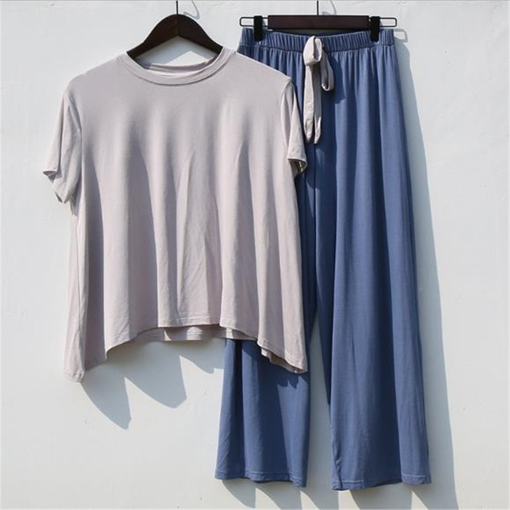 Women's Sleepwear Loose Cotton Pajamas Women's Year Pajamas Net Red Hit Color Suit Women's Home Service Short-sleeved Two-piece Casual 