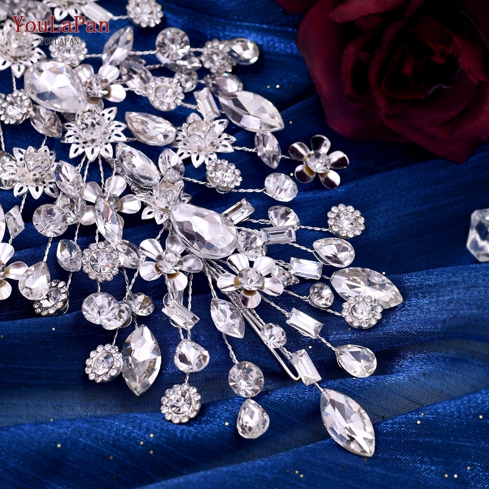 Wedding Hair Jewelry YouLaPan HP456 Fashion Bridal Hair Accessories Alloy Flower Wedding Crown Forehead Jewelry for Wedding Pageant Brides Headband 23