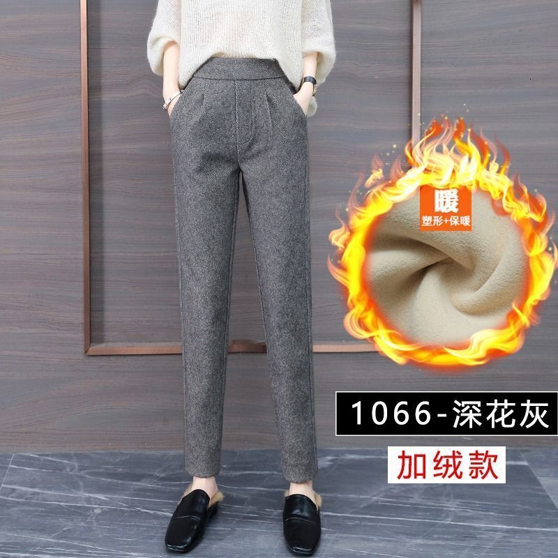 Women's Pants Capris Women Pants Woolen Pants Women's Autumn Winter Herringbone Pattern Tappered Pants Winter Pants Casual Pantalones De Muj