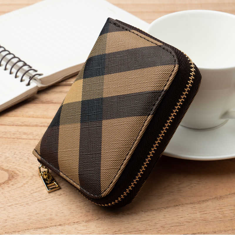 Wallets New Casual Wallet Multi-Slot Card Holder Zipper Coin Purse Small Clutch PU Money Bag Purse Cardholder Wallets for Men and Women G230308