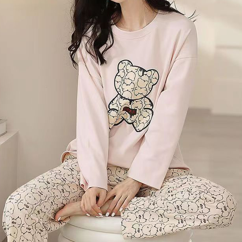 Women's Sleepwear Women's Cotton Pajamas Big Size Sleepwear Sets Woman 2 Pieces Pajamas Spring Autumn Female Couples Loungewear Suit Home Cl