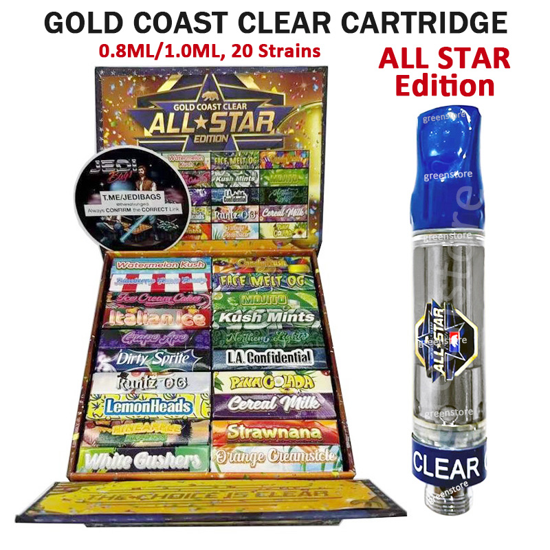 Gold Coast Clear Cartridge All Star Edition GCC Carts 0.8ML 1.0ML Pyrex Glass Atomizer Ceramic Coil Thick Oil Vape Tank Connected
Gold Coast Clear Cartridge All Star Edition GCC Carts 0.8ML 1.0ML Pyrex Glass Atomizer Ceramic Coil Thick Oil Vape Tank Connected
