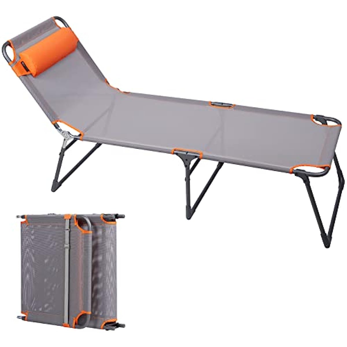 Adjustable Folding Reclining Lounger Set Up Size: 76 (L) X 25 (W) X 15.75 (H) Grey Orange
Adjustable Folding Reclining Lounger Set Up Size: 76 (L) X 25 (W) X 15.75 (H) Grey Orange