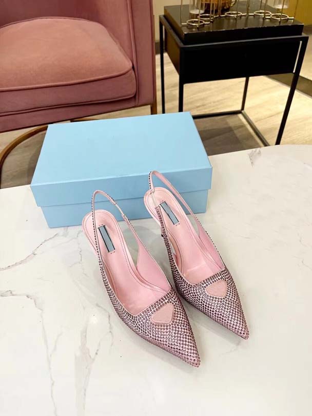 Women's Sling Slim Heel Sandals with a Diamond Top Design and a 7.5cm heel height with a crystal glittering pattern Standard 35-41