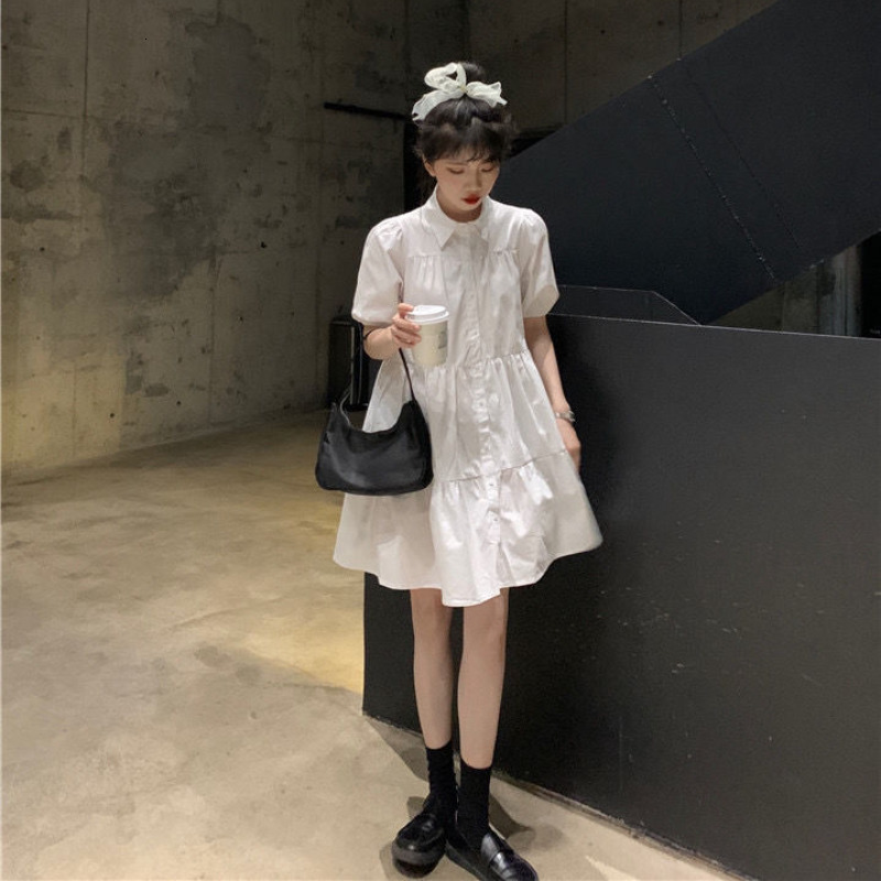 Casual Dresses Dresses Women Solid Baggy Vestidos Fashion Simple All-match Female Lovely Casual Tender Streetwear Students Summer Prevalent 230321