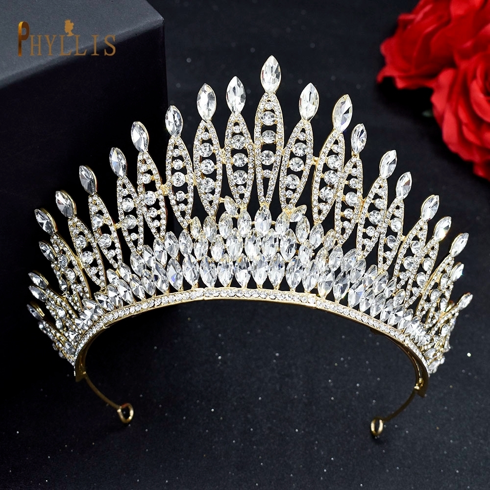 Wedding Hair Jewelry A333 Blue Crystal Queen Diadem Wedding Tiara for Bride Jeweled Pageant Crowns for Women Princess Headpieces Hair Accessories 2303