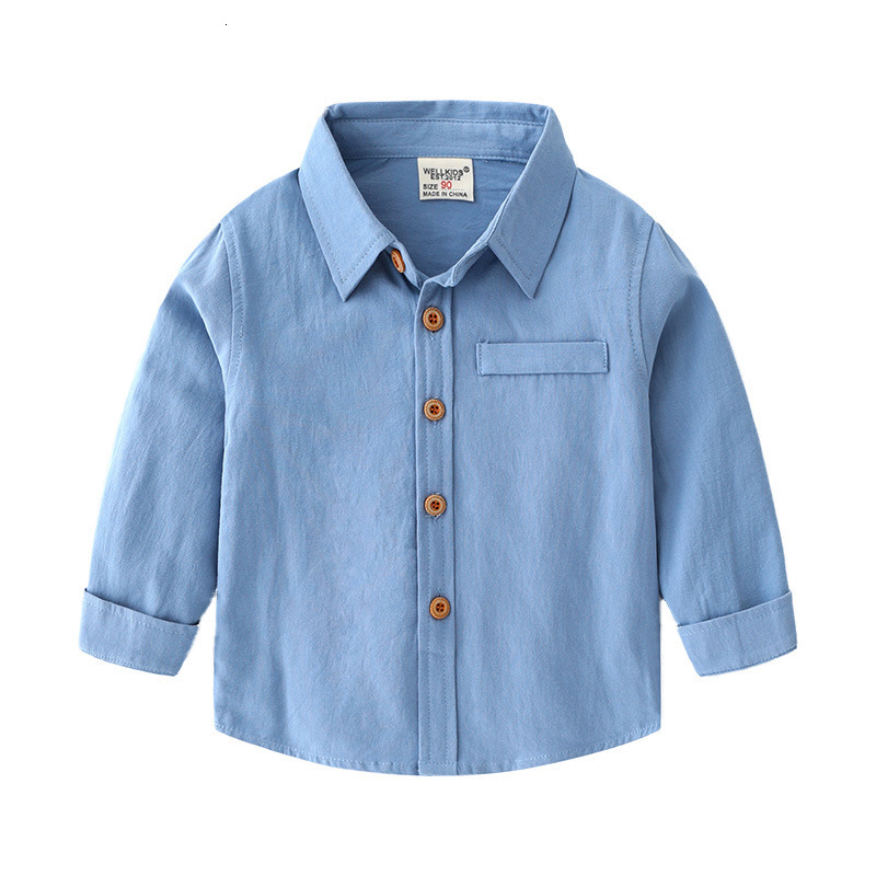 Kids Shirts Spring Autumn 2 3 4 5 6 Years Handsome Solid Color Cotton Mandarin Collar Long Sleeve Shirts for Baby Toddler Boys Clothes 230321