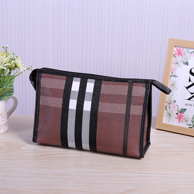 Makeup Bags Stripes Cosmetic Bag Portable Travel Organizer Multifunction Storage Handbag Plaid Toiletry Bag for Women and Girls