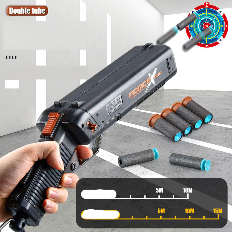 New Toy Guns Blaster Soft Bullet Shell Ejected Manual Toy Guns Double-barrel Launcher For Kids Children Outdoor Games
