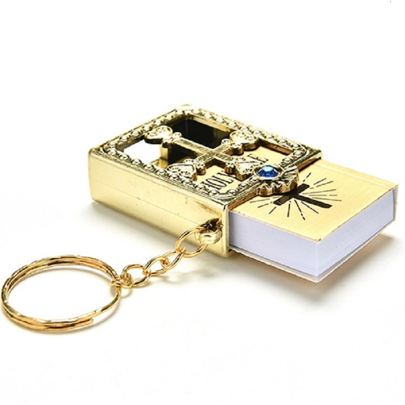 Other Event Party Supplies 10pcs Gold Silver Mini Holy Bible Keychain Cross Keychain Real Bible as Gift for Baptism Holy Communion Guests Party Favors