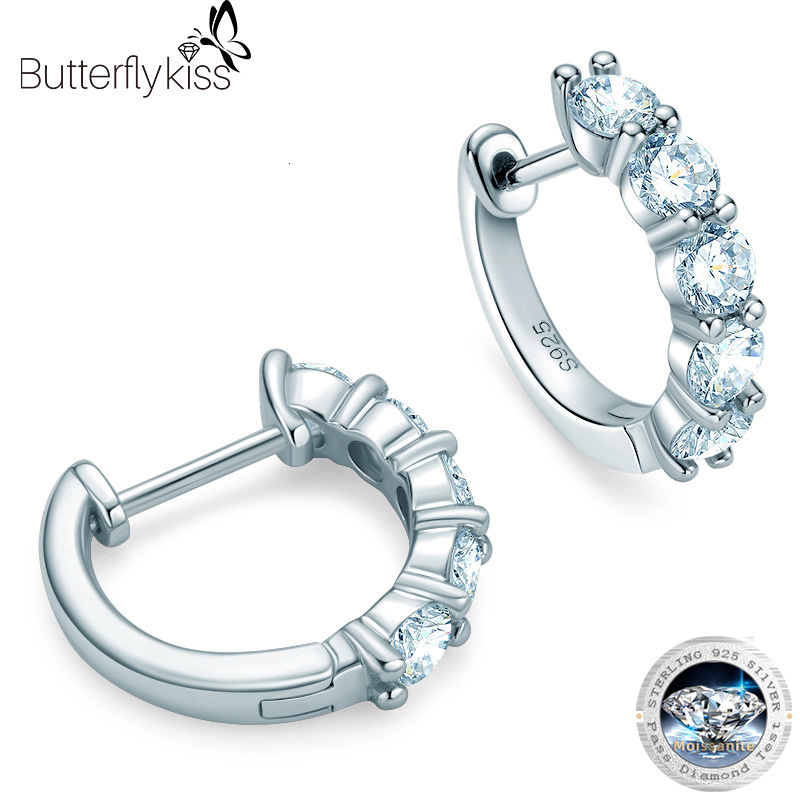 Charm Butterflykiss 100% 925 Sterling Silver Real 12CT Hoop Earrings For Women Sparkling Wedding Party Fine Jewelry Gifts 230320