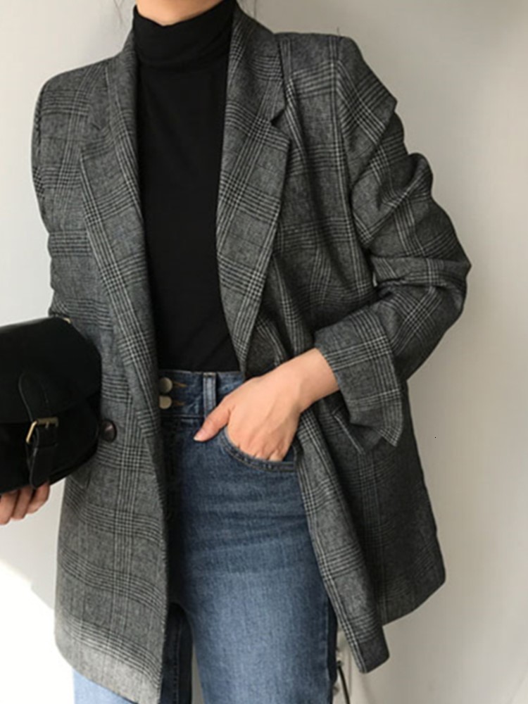 Women's Suits Blazers Spring Women Casual Plaid Elegant Formal Jackets Office Ladies Vintage Business Blazer Femme Fashion Workwear Tops 230321