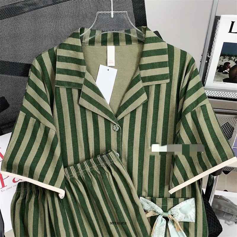 Women's Sleepwear Large Size 6XL 150KG Summer Women Pajamas Turn Down Collar Short Sleeve Tops and Shorts Sweet Sleepwear Pajamas Suit 230321