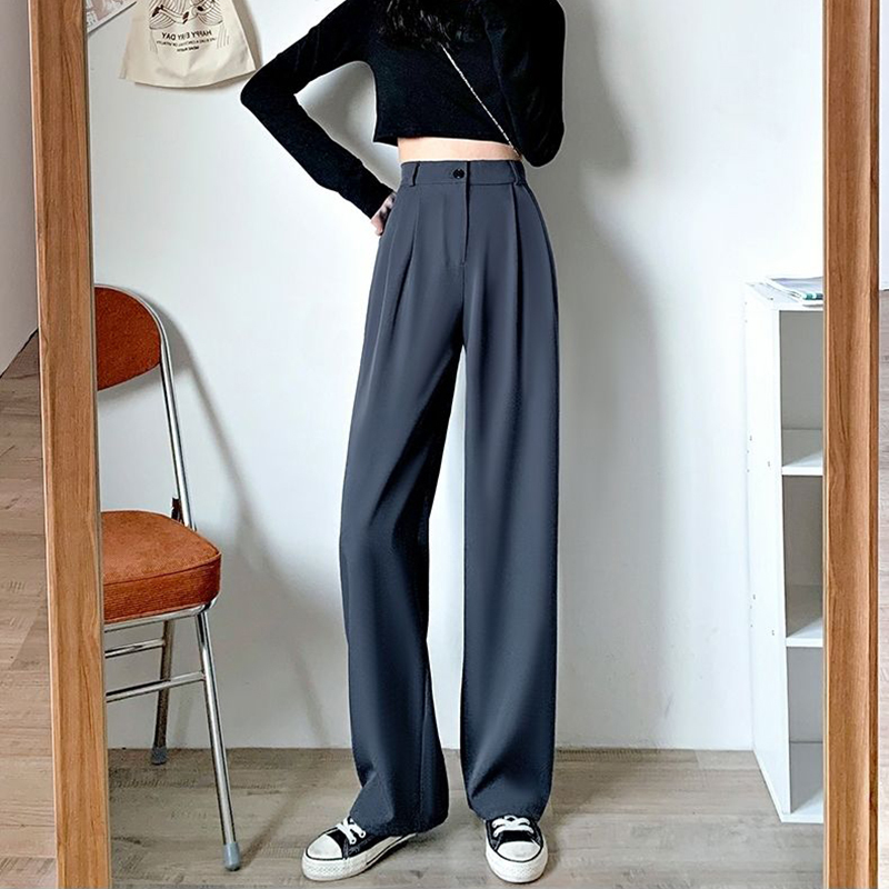Capris Lucyever Spring Summer Women's Wide Leg Loose High Waist Casual Trousers Woman Korean Style Solid Office Straight Pants 230321 Z260314