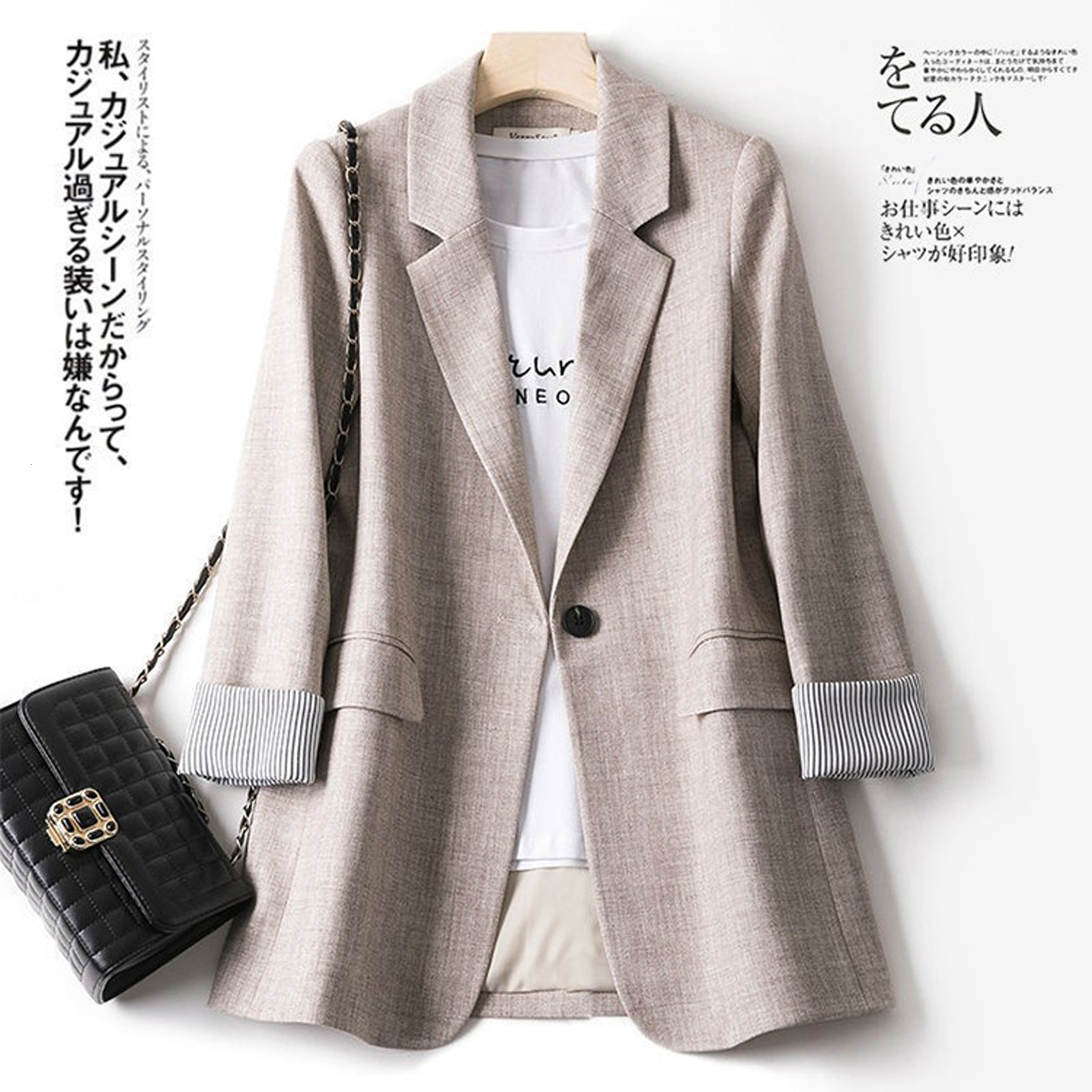 Women's Suits Blazers Spring and Autumn Loose Casual Top Office Simple Style Outside 230321