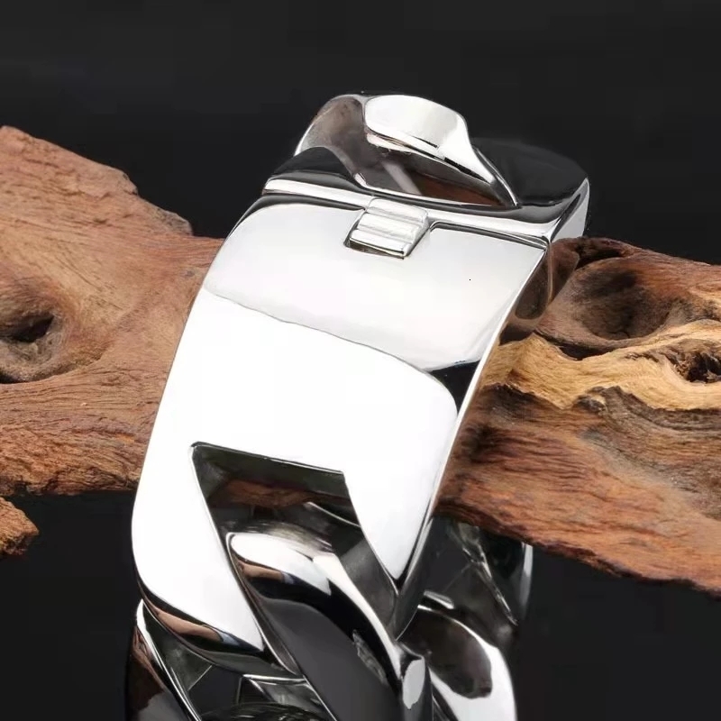 Charm Bracelets 202631MM 316L Stainless Steel Curb Cuban Bracelet Huge Heavy Silver Color Tone Jewelry Mens Women Biker Bike Chain Bracelets 230320