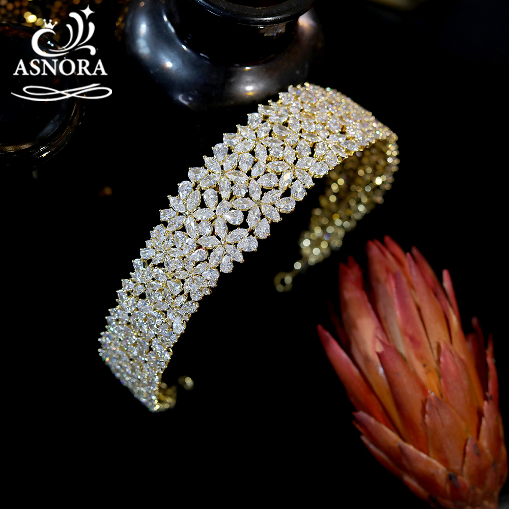 Wedding Hair Jewelry ASNORA CZ Tiaras And Crowns For Women Princess Crown Halo Headband Ladies Tiara Wedding Hair Accessories Bridal 230320