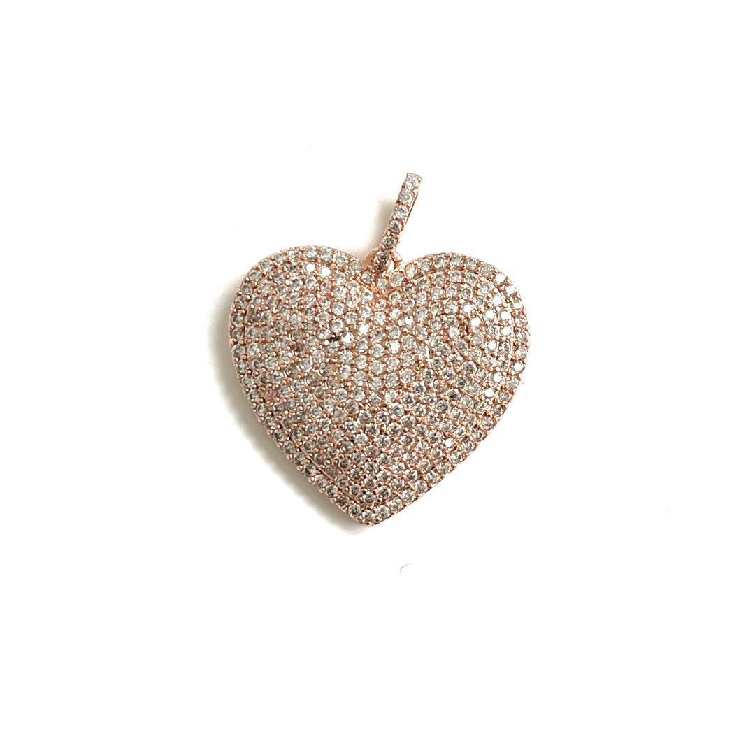 Charms 5Pcs Heart Gold Plated Cubic Zirconia Paved Pendant 24x245mm For Woman Bracelet Necklace Handcraft Jewelry Accessories 230320