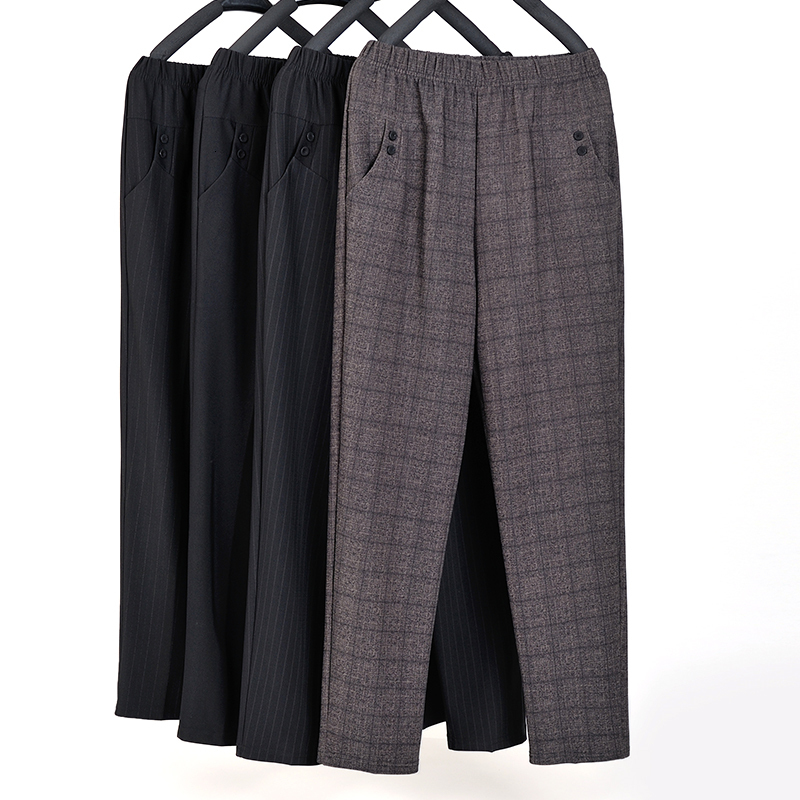 Women's Pants Capris Autumn Winter Middl Aged Women Warm Velvet Elastic Waist Casual Straight Pants Female Trousers Plus Size Clothing 230321