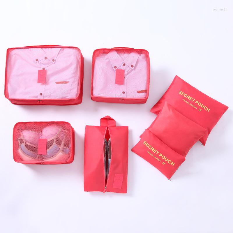 Storage Bags 6PCS Travel Bag Set For Clothes Tidy Organizer Wardrobe Suitcase Pouch Case Shoes Packing Cube