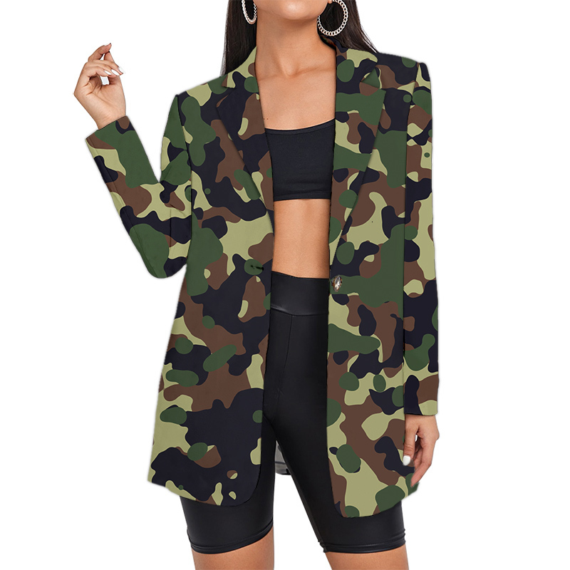 Women's Suits Blazer's Suit Camouflage Blazers Skull Floral Custom Lady Long Beer Bottle Dropship Plaid Printed Wholesale Oversized Coat 230