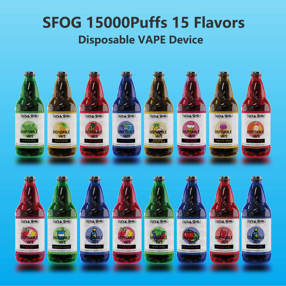 new disposable e cigarette SFOG 15000 puffs 15 flavors vape device mesh coil bottle vapes 22ml pod ecig rechargeable disposable cigarette vapor RGB puff vape pen
new disposable e cigarette SFOG 15000 puffs 15 flavors vape device mesh coil bottle vapes 22ml pod ecig rechargeable disposable cigarette vapor RGB puff vape pen