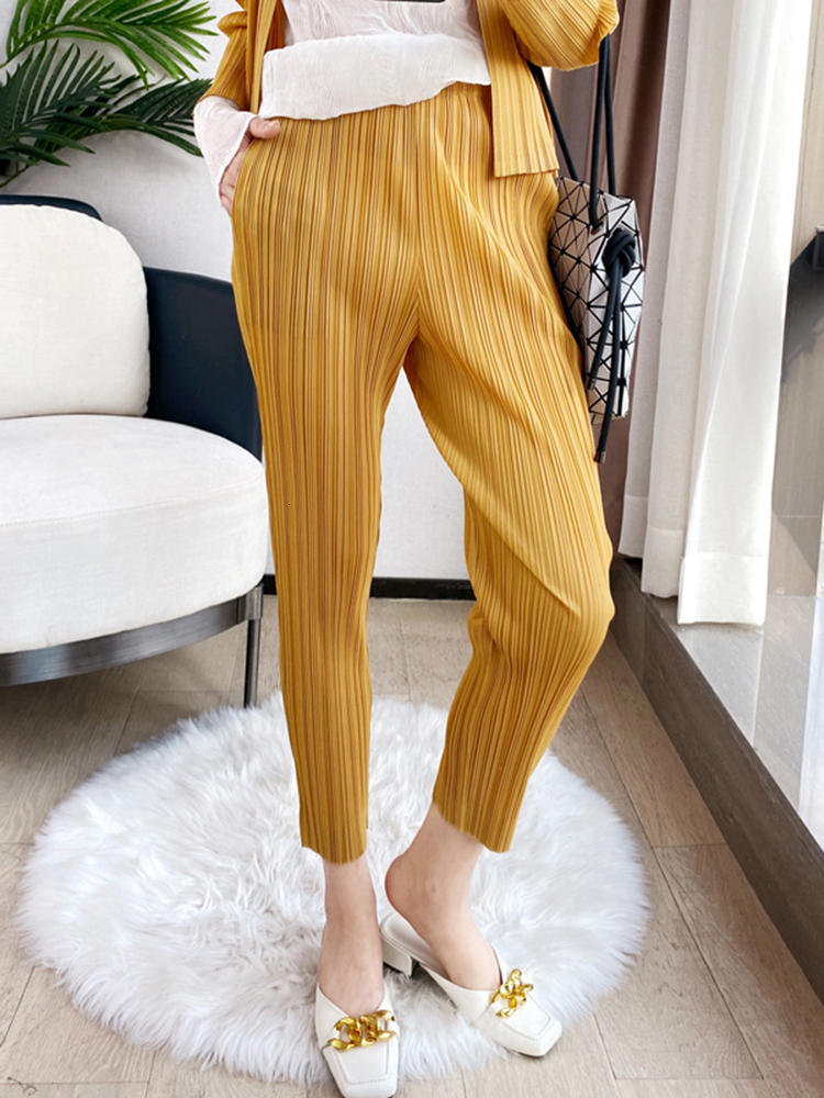 Women's Pants Capris LANMREM Pleated Harem Pants For Women Pockets High Elastic Waist Solid Color Trousers Spring Female Fashion 2N513 230321