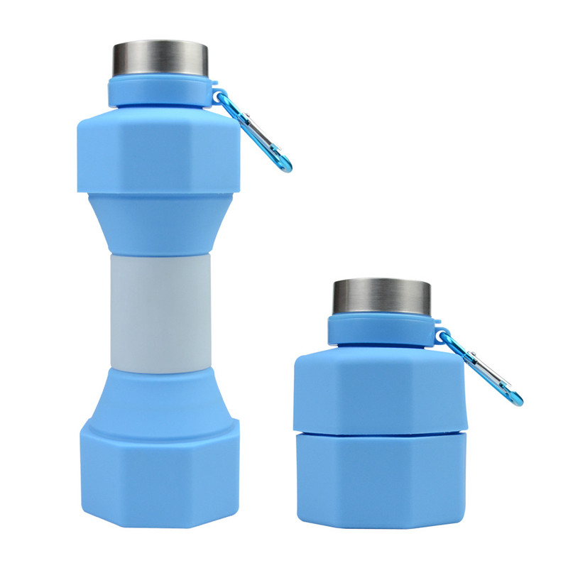 650ml Portable Outdoor Running Fitness Dumbbell Sports Bottle Creative Silicone Folding Water Cup Z260313