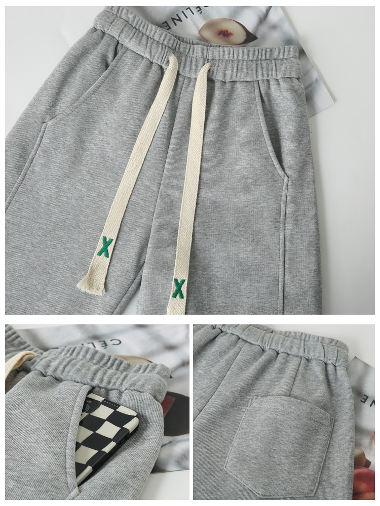 Women's Pants Capris Gray sports wide-leg pants women's spring autumn mopping high-waisted straight-leg lazy slit casual flared pants 230321