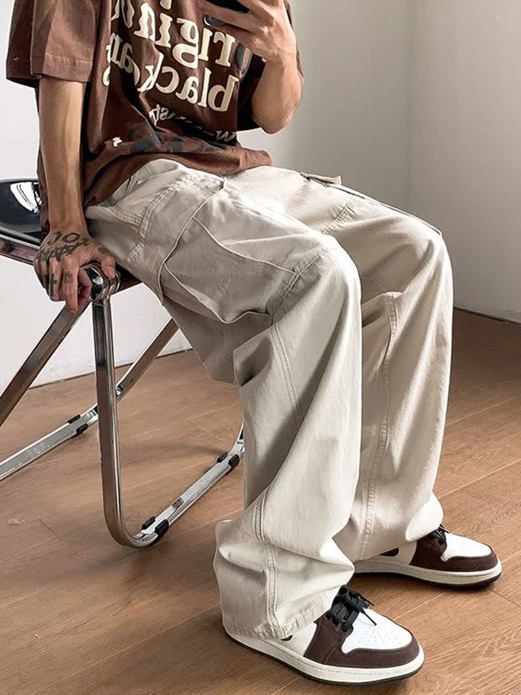 Women's Pants Capris HOUZHOU Vintage Baggy Cargo Pants Women Japan Style Harajuku Hippie Streetwear Black Trousers Female Oversized Korean Fashio