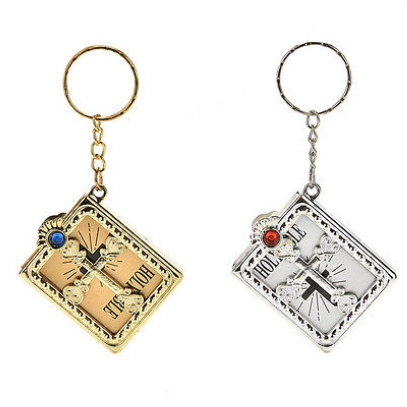 Other Event Party Supplies 10pcs Gold Silver Mini Holy Bible Keychain Cross Keychain Real Bible as Gift for Baptism Holy Communion Guests Party Favors