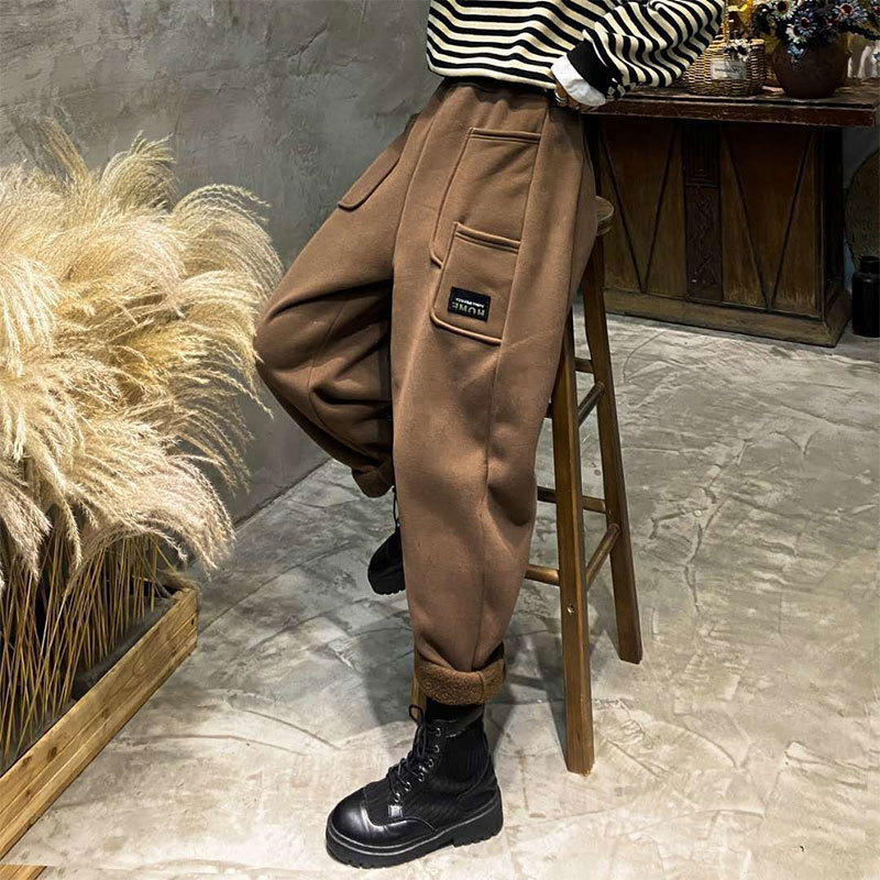 Women's Pants Capris Autumn Winter Arts Style Women Elastic Waist Thicken Warm Harem Pants All-matched Casual Ankle-length Loose Pants V505 23032