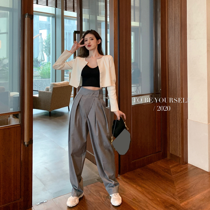 Women's Pants Capris High waist sagging casual pants female Korean version of loose wide legs were thin and versatile straight 230321