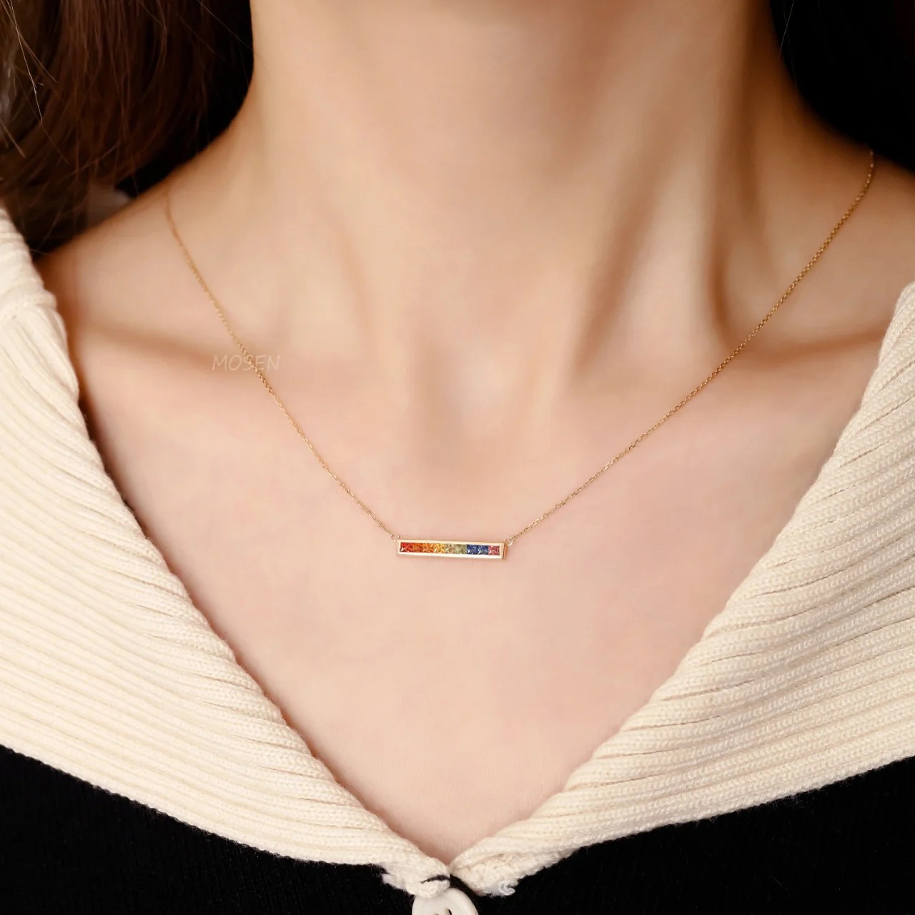 Colorful Chocker Necklace AAAAA Zircon 925 Sterling Silver Wedding Engagement Pendants Necklace For Women Bridal Party Jewelry