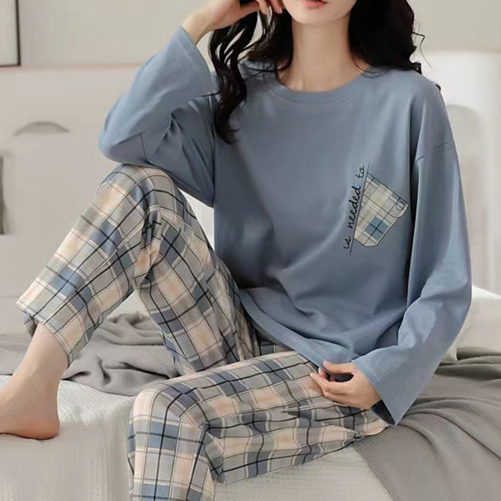 Women's Sleepwear Women's Cotton Pajamas Big Size Sleepwear Sets Woman 2 Pieces Pajamas Spring Autumn Female Couples Loungewear Suit Home Cl