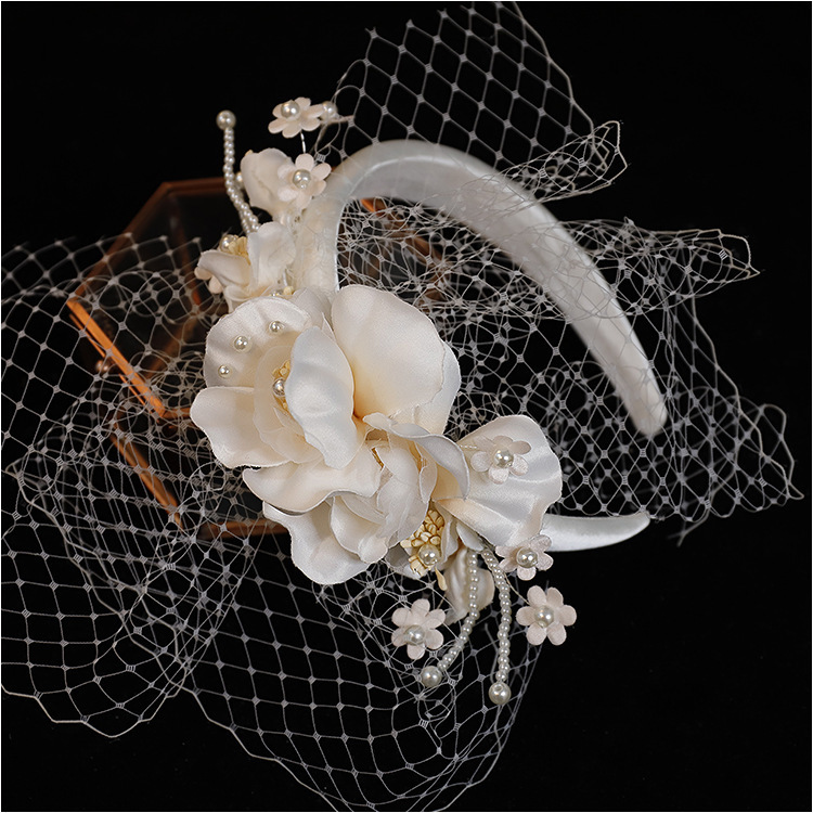 Wedding Hair Jewelry Pearl Bridal Banquet Hair Wear Bow Hairband Satin Korean Wedding Hair Accessories tiara 230320
