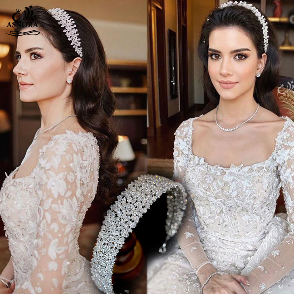 Wedding Hair Jewelry ASNORA CZ Tiaras And Crowns For Women Princess Crown Halo Headband Ladies Tiara Wedding Hair Accessories Bridal 230320