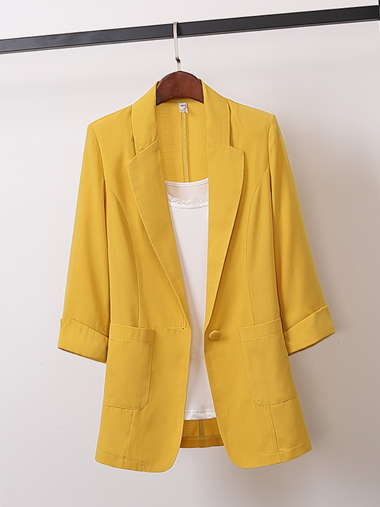Women's Suits Blazers Spring and Summer Chiffon Midlength Jacket Loose Casual Fashion Small Clothing Women Top Coats Blazer 230321