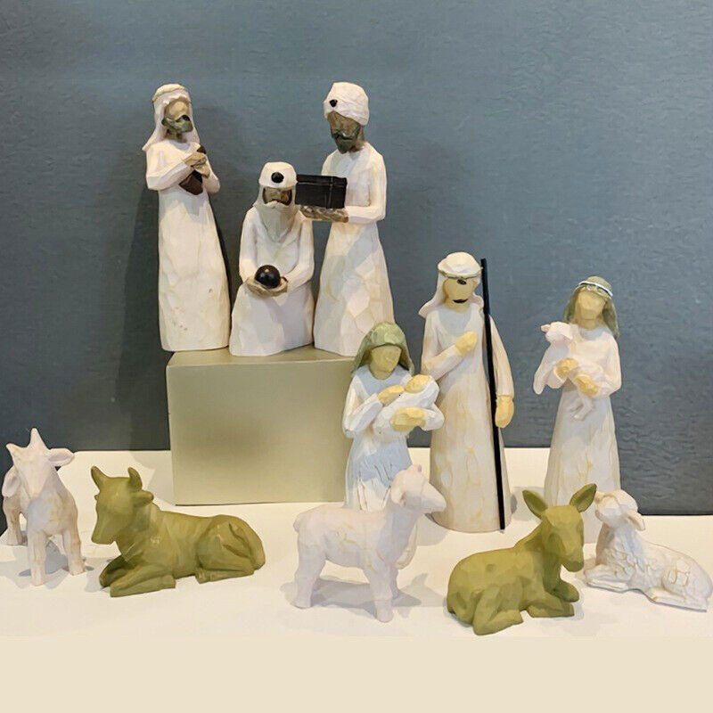 Decorative Objects Figurines Willow Tree Nativity Figures Statue Hand Painted Decor Christmas Gift 230321