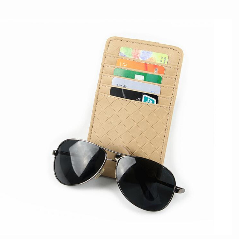 New Car Leather Sunshade Glasses Frame Ticket Organizer Wallet Credit Card Holder Car Interior Accessories