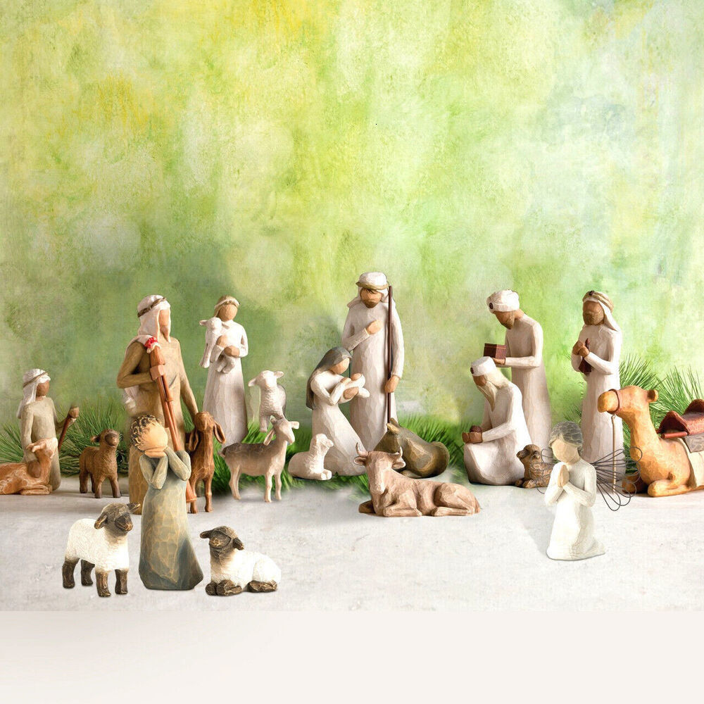 Decorative Objects Figurines Willow Tree Nativity Figures Statue Hand Painted Decor Christmas Gift 230321