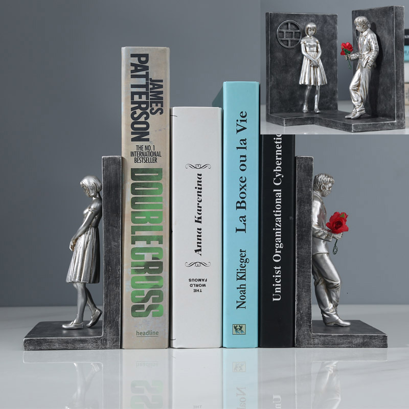 

Decorative Objects Figurines Bookends Book Holder Banksy Sculpture Home Decoration Bookshelf Decor Living Room Library Office Display 230321