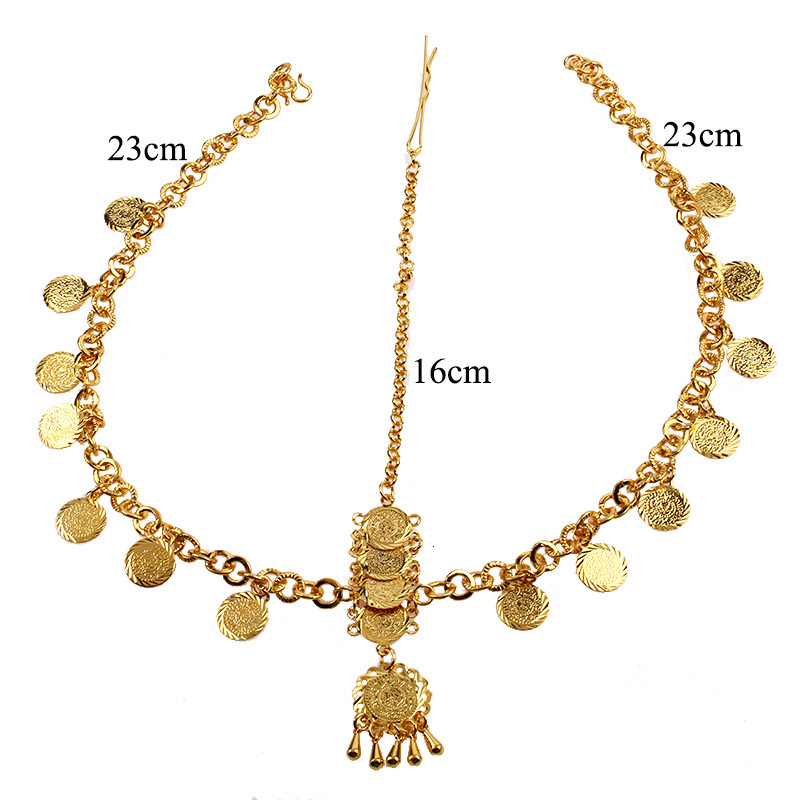 Wedding Hair Jewelry Arabic Coin Head Chain for Women Gold Plated Wedding Hair Accessories Bridal Ethnic Hair Pins and Clips Bijoux De Front Mariage 2