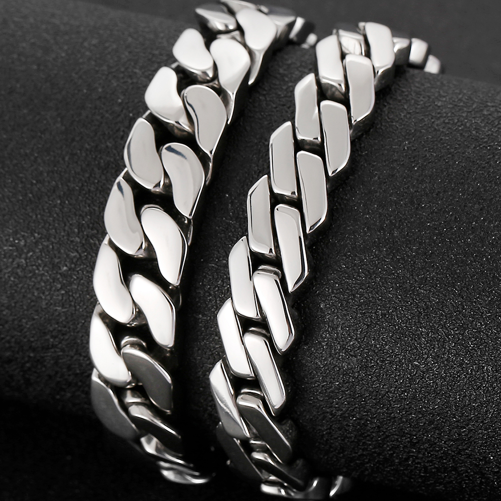 Charm Bracelets Polished Stainless Steel 1314MM Men's On Hand Chain Man Bracelet Chic Style Men's Bracelets Jewelry Accessory Engraveable 23