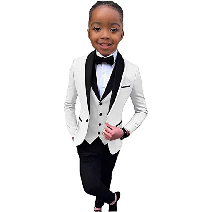 Boy Suits Formal Wear Tuxedos Little Boys Groomsmen Kids For Wedding Dinner Party Shawl Lapel Jacket Pants Vest 0510