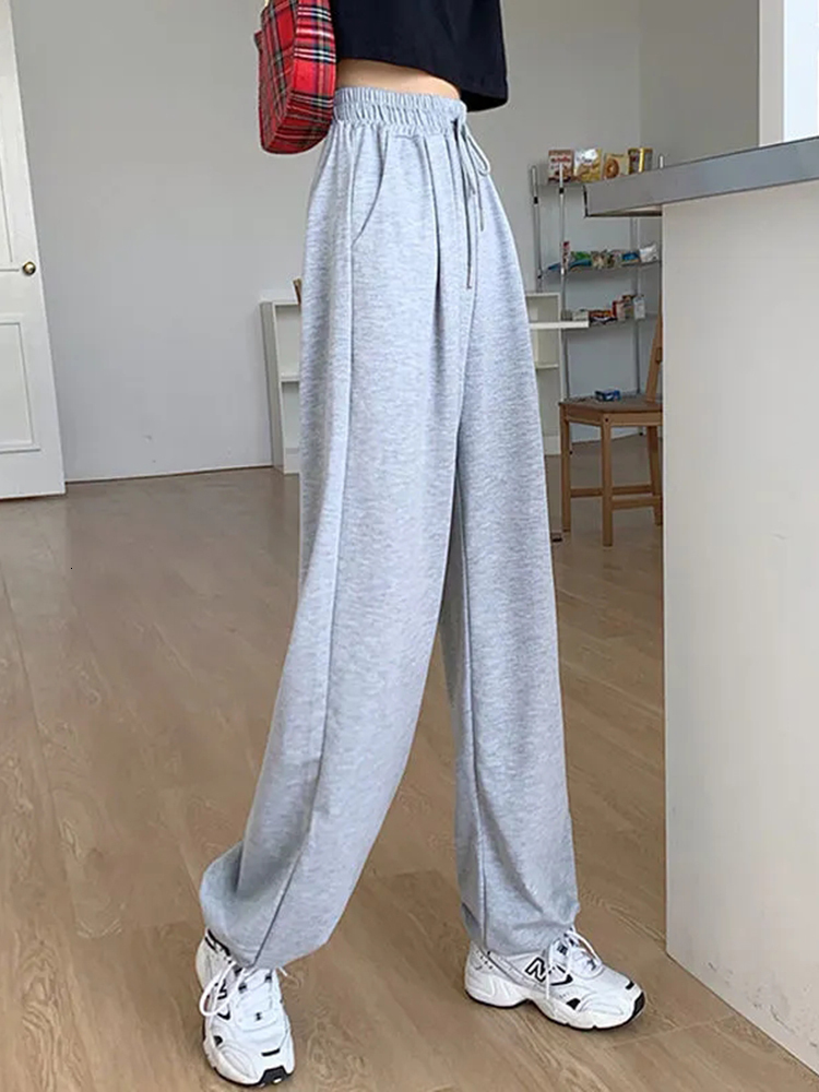 Women's Pants Capris JMPRS Gray Women Sweatpants Autumn Baggy Fashion Oversize Sports Pants Black Lace Up Spring Cotton Joggers Streetwear Trouse