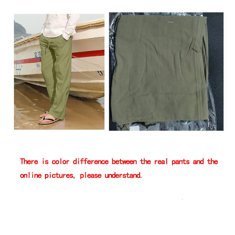 Men's Pants 2023 male Cotton Linen Large Size white Trousers Casual Home Straight trousers Solid Beach black 230320